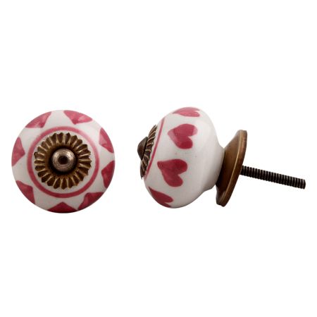 Pink Heart Ceramic Knob